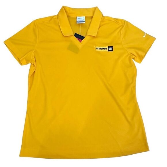 Nike ~ Womens Yellow Golf Polo ~ AC Machinery CAT ~ NWT ~ Drifit ~ size Large - Picture 1 of 9